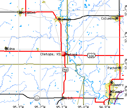 Chetopa, KS map