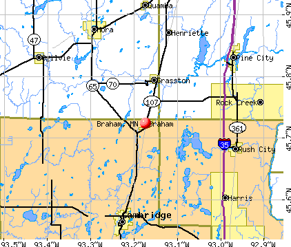 Braham, MN map