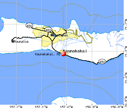 Kaunakakai, HI map
