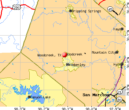 Woodcreek, TX map
