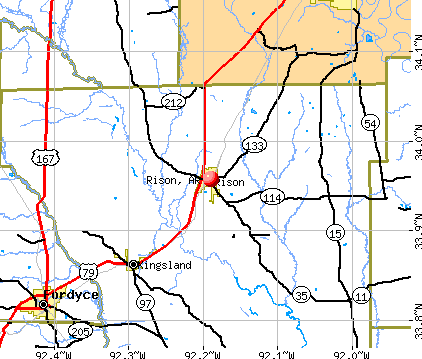 Rison, AR map