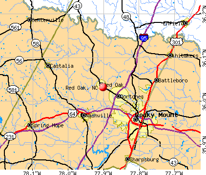 Red Oak, NC map