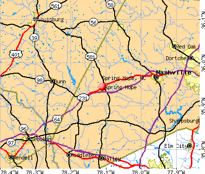 Spring Hope, NC map