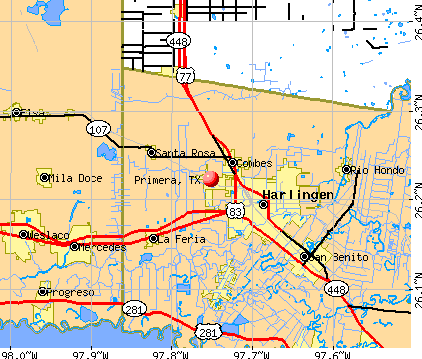 Primera, TX map