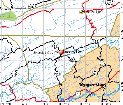 Sneedville, TN map