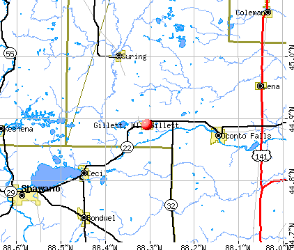 Gillett, WI map