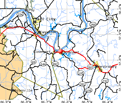 Cloverport, KY map