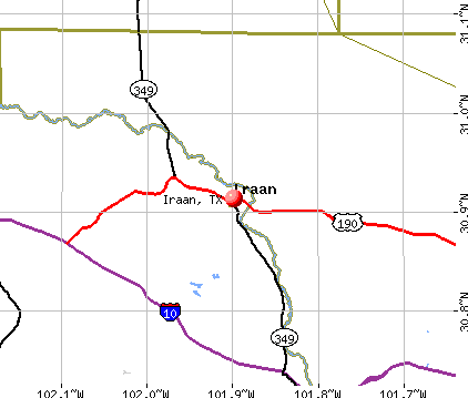 Iraan, TX map