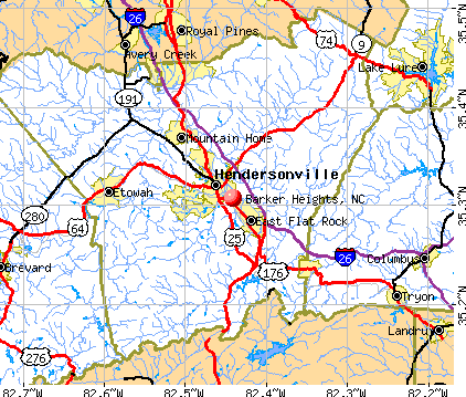Barker Heights, NC map