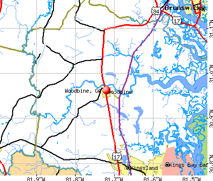 Woodbine, GA map