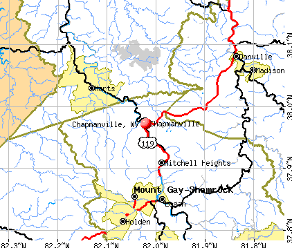 Chapmanville, WV map