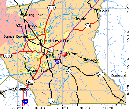 Vander, NC map