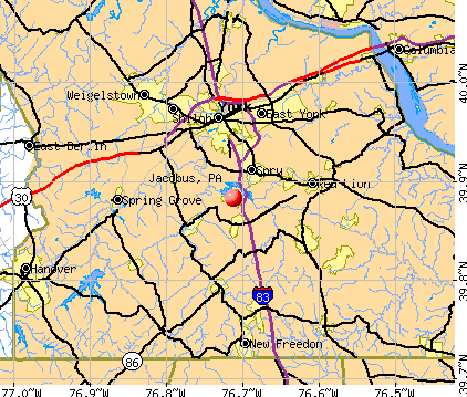 Jacobus, PA map
