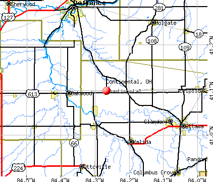 Continental, OH map