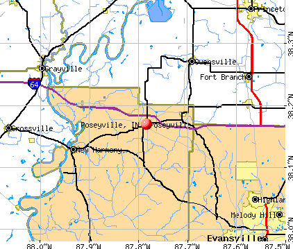 Poseyville, IN map