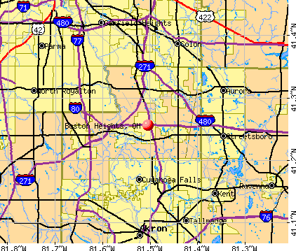 Boston Heights, OH map