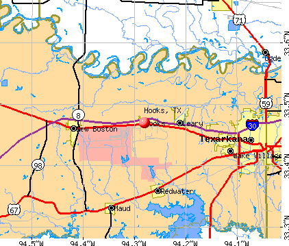 Hooks, TX map
