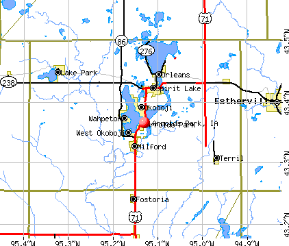 Arnolds Park, IA map