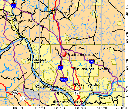 Bradfordwoods, PA map