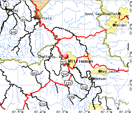 Chattaroy, WV map