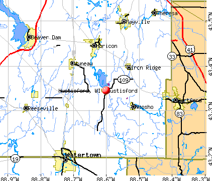 Hustisford, WI map