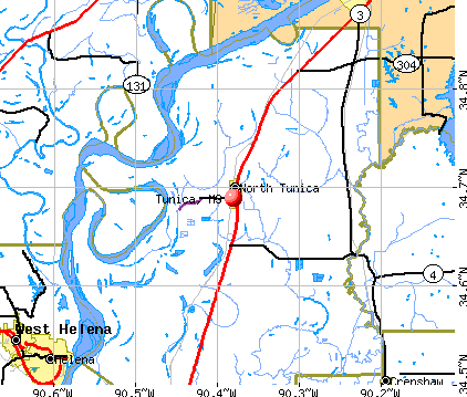 Tunica, MS map