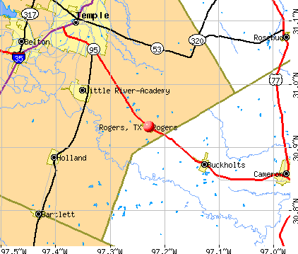 Rogers, TX map