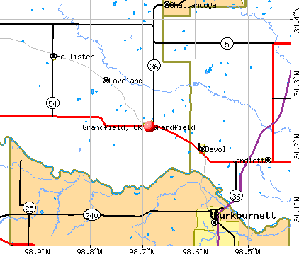 Grandfield, OK map