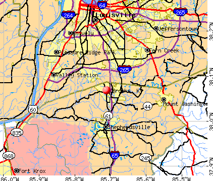Brooks, KY map