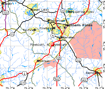 Pinebluff, NC map