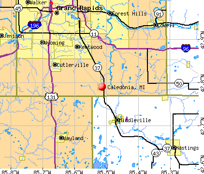 Caledonia, MI map