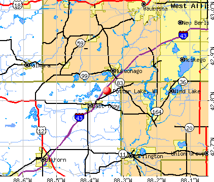 Potter Lake, WI map