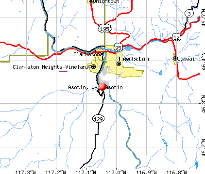 Asotin, WA map
