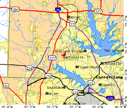 Bartonville, TX map