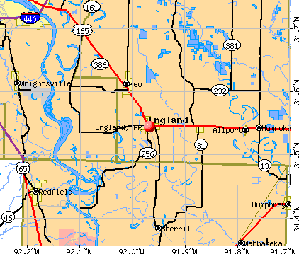 England, AR map