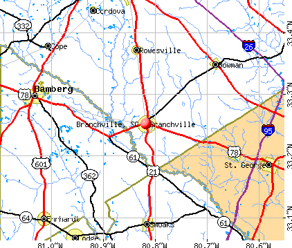 Branchville, SC map