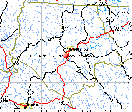 West Jefferson, NC map