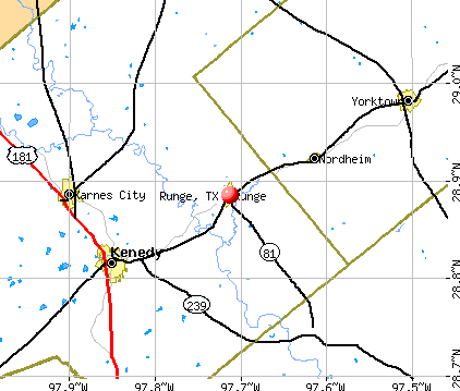 Runge, TX map