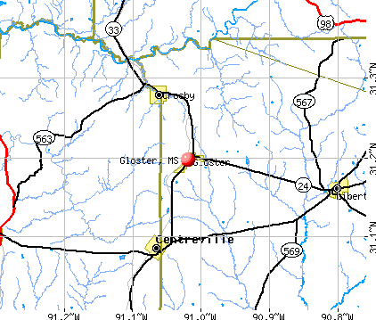 Gloster, MS map