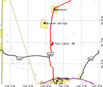 Twin Lakes, NM map