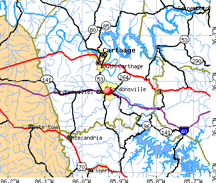 Gordonsville, TN map