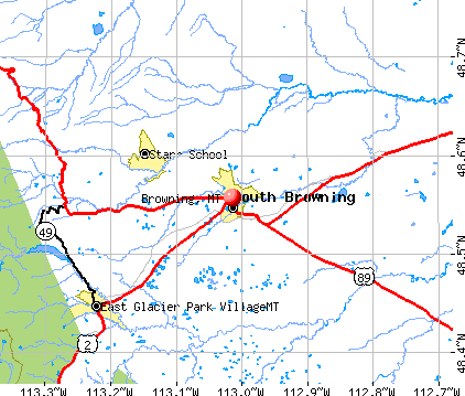 Browning, MT map