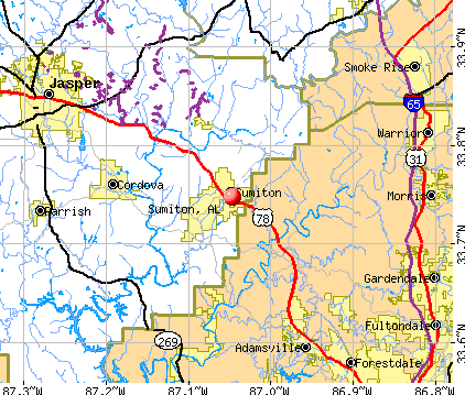 Sumiton, AL map