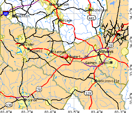 Bogart, GA map