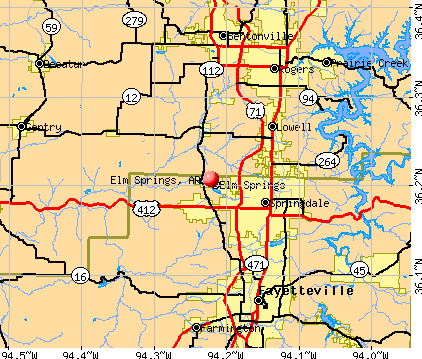 Elm Springs, AR map