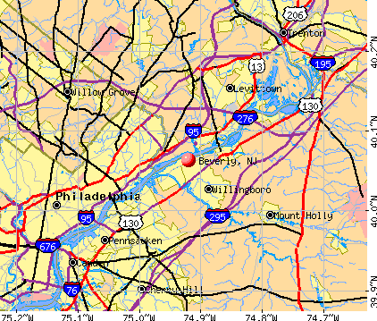 Beverly, NJ map