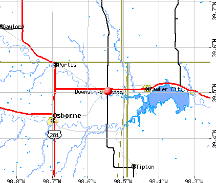 Downs, KS map