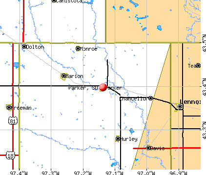 Parker, SD map