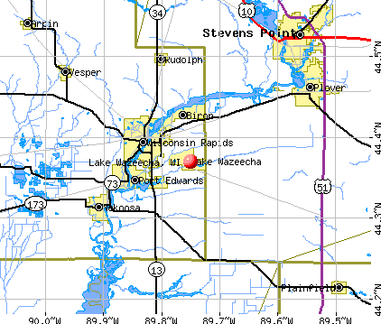 Lake Wazeecha, WI map
