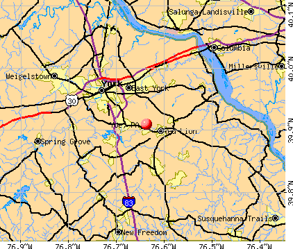 Yoe, PA map